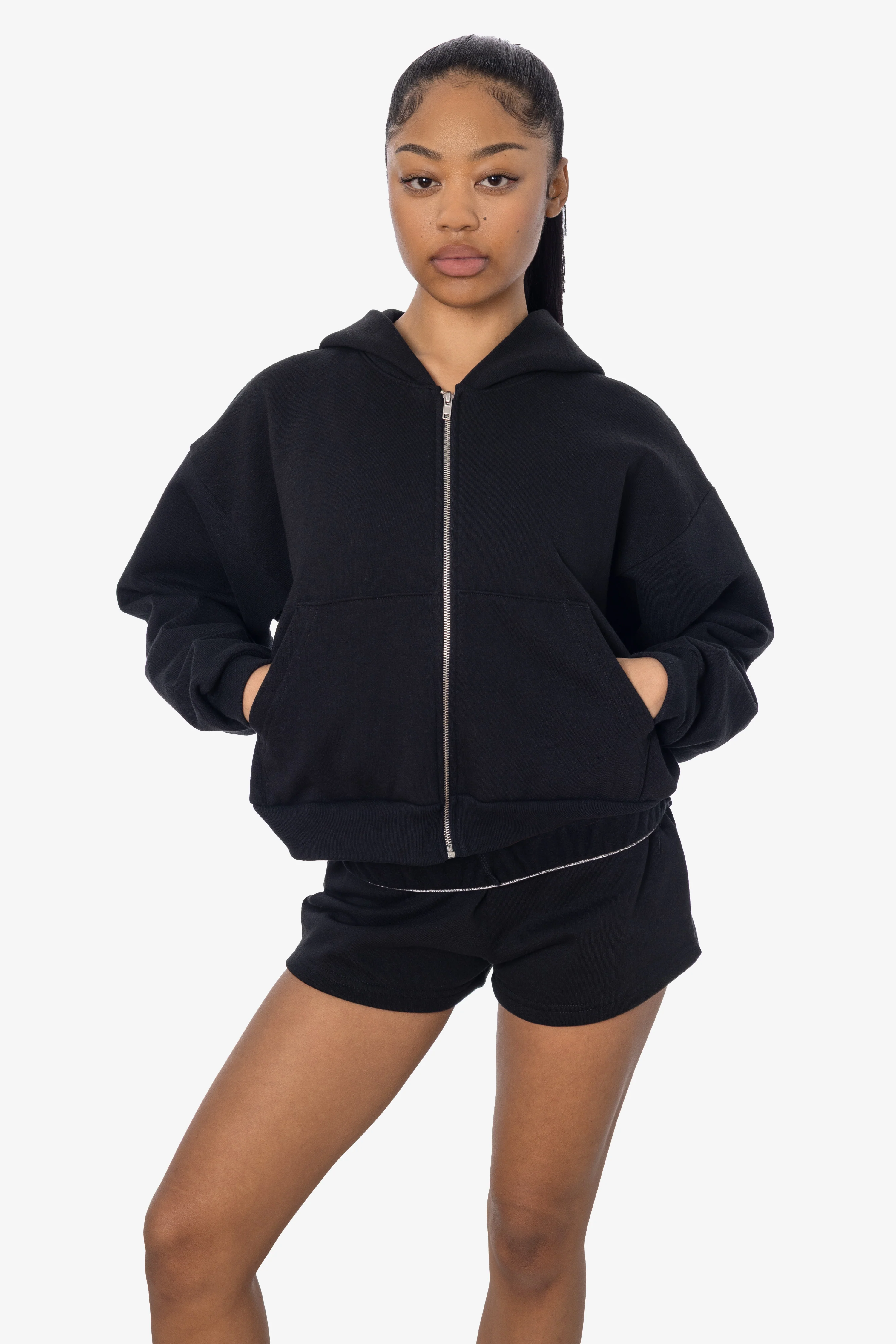 HF16 - Heavy Fleece Cropped Zip-Up Hoodie (Garment Dye) - Image 7