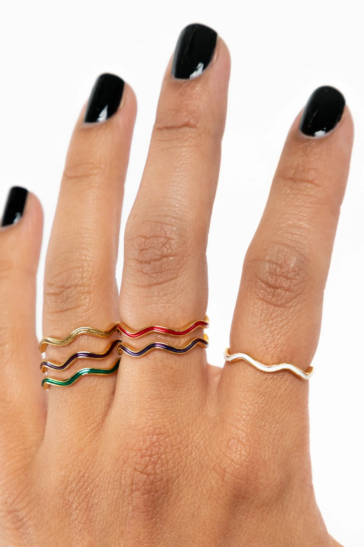 JWLWER - Wavy Enameled Stacking Ring - Image 9