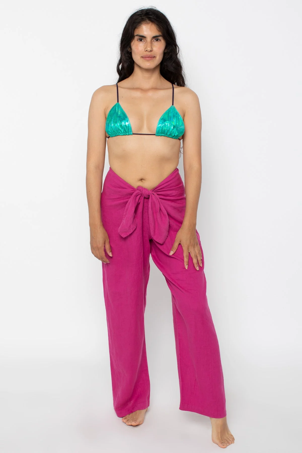 RLIN325 - Linen Tie Front Pants - Image 4